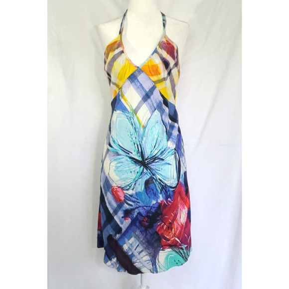 Jams World Y2K Womens Colorful Floral Halter Neck Dress Small - Picture 1 of 5